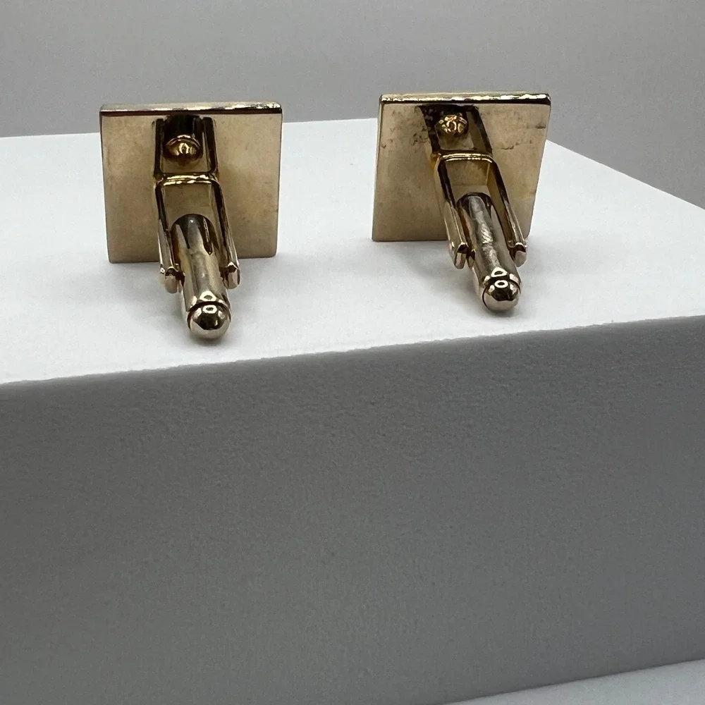 Vintage Dante Gold Tone Square Cufflinks Textured Star Moon Celestial Mens‎